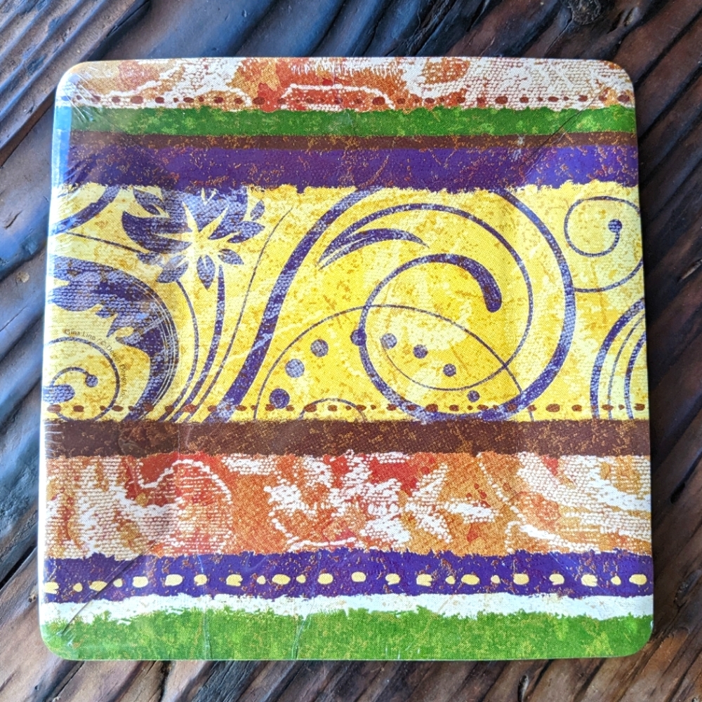 Salad Dessert Party Paper Plates Autumn Swirl 7-inch square (8 pk)